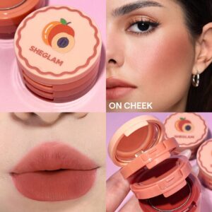رژلب و رژگونه 3 طبقه شیگلم مدل Apricot Dream