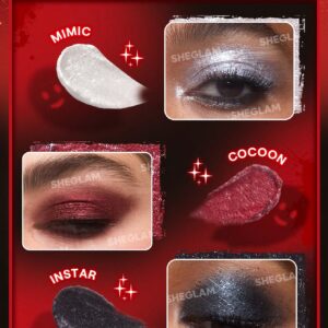 سایه گلیتری ژلی شیگلم مدل Crimson Butterfly رنگ نقره ای Mimic