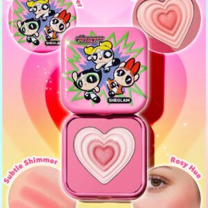 رژگونه پودری شاین شیگلم از کالکشن Powerpuff مدل قلبی