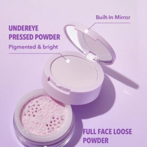 پودر فیکس دو طبقه شیگلم رنگ بنفش Taro 9 Insta Ready Face Under Eye Setting Powder Duo Taro 3 پودر فیکس دو طبقه شیگلم رنگ بنفش Taro